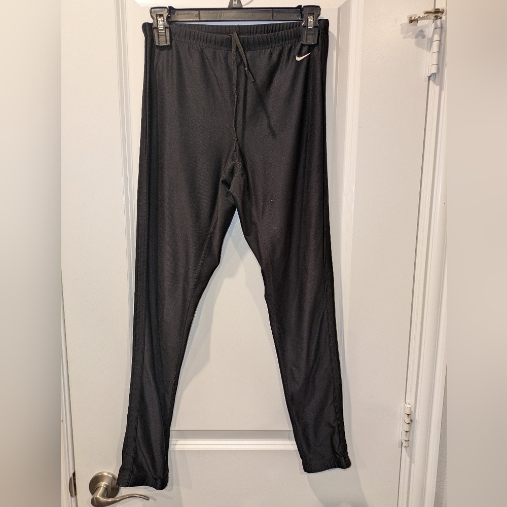 Nike Dri-FIT Black Athletic Jogger Pants Mens Medium Running Training Zip Pocket